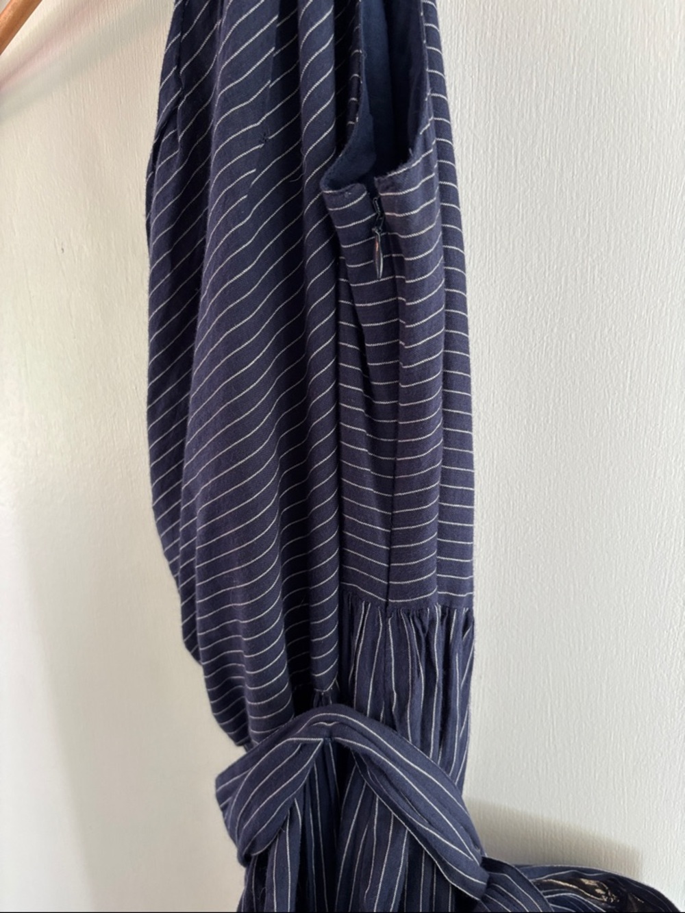 Ulla Johnson Blue Pinstripe One-Shoulder Maxi Dress - Picture 5 of 9